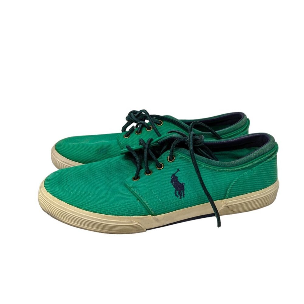 Polo Ralph Lauren Faxon Low Bright Green Canvas Lace Up Sneakers Size 11